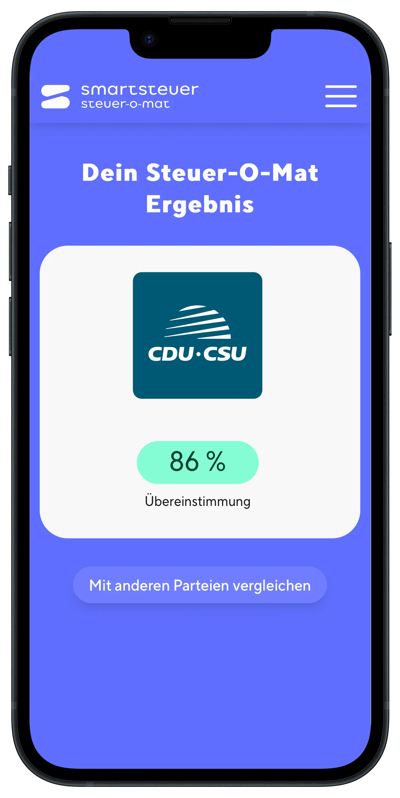 Steuer-O-Mat Ergebnisansicht